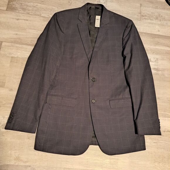 Banana Republic Sport Coat Mens 42L Tailored Fit Box Check Cotton Blazer NWT